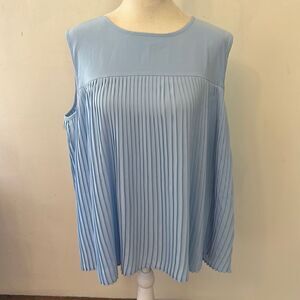 Calvin Klein light blue pleated sleeveless blouse Size L New
